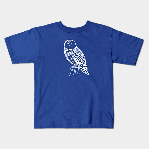 Snowy Owl - detailed bird watchers animal design Kids T-Shirt by Green Paladin